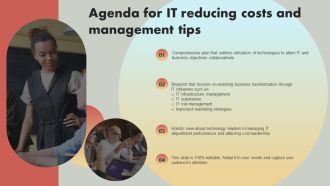 Agenda For IT Reducing Costs And Management Tips Guidelines PDF