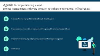 Agenda For Implementing Cloud Project Management Software Solution To Enhance Operational Effectiveness Microsoft PDF