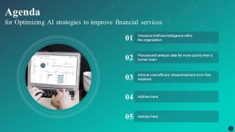 Agenda For Optimizing AI Strategies To Improve Financial Services Mockup PDF