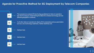 Agenda For Proactive Method For 5G Deployment By Telecom Companies Elements PDF