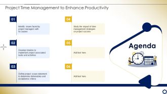 Agenda Project Time Management To Enhance Productivity Designs PDF