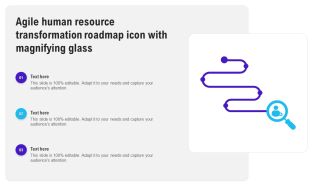 Agile Human Resource Transformation Roadmap Icon With Magnifying Glass Pictures PDF