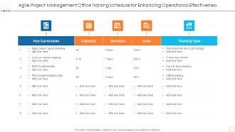 Agile Project Management Office Training Schedule For Enhancing Operational Effectiveness Brochure PDF