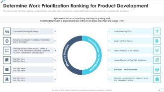 Agile Project Playbook Presentation Determine Work Prioritization Ranking For Product Development Slides PDF