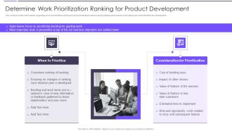 Agile Transformation Framework Determine Work Prioritization Ranking For Product Development Template PDF
