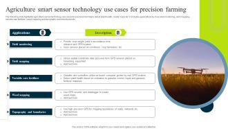 Agriculture Smart Sensor Technology Use Cases For Precision Farming Structure PDF