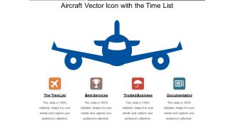 Aircraft Vector Icon With The Time List Ppt PowerPoint Presentation File Portrait PDF