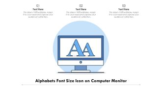 Alphabets Font Size Icon On Computer Monitor Ppt PowerPoint Presentation Slides Influencers PDF