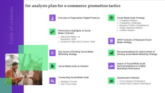 Analysis Plan For E Commerce Promotion Tactics For Table Of Contents Graphics PDF