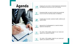 Android Framework For Apps Development And Deployment Agenda Ppt PowerPoint Presentation Model Objects PDF
