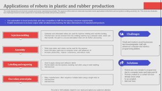 Applications Of Robots In Plastic And Rubber Production Graphics PDF