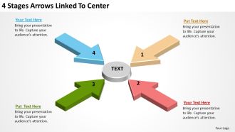 Arrow In PowerPoint 4 Stages Arrows Linked To Center Slides