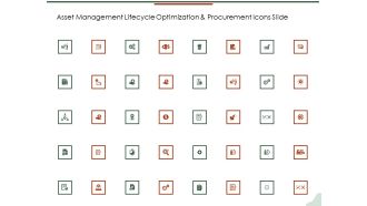 Asset Management Lifecycle Optimization And Procurement Icons Slide Summary PDF