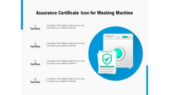Assurance Certificate Icon For Washing Machine Ppt PowerPoint Presentation Icon Slide Portrait PDF