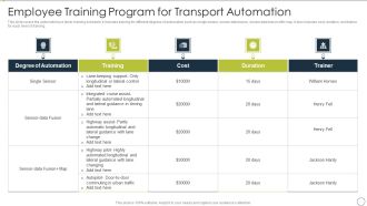 Automating Supply Chain Employee Training Program For Transport Automation Download PDF