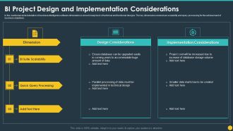 BI Project Design And Implementation Considerations BI Transformation Toolset Designs PDF