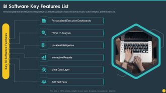 BI Software Key Features List BI Transformation Toolset Icons PDF