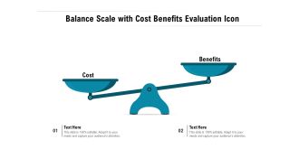 Balance Scale With Cost Benefits Evaluation Icon Ppt PowerPoint Presentation Gallery Layouts PDF