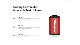 Battery Low Vector Icon With Text Holders Ppt PowerPoint Presentation File Formats PDF