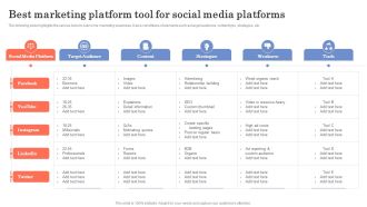 Best Marketing Platform Tool For Social Media Platforms Ppt Slides Model PDF