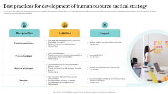 Best Practices For Development Of Human Resource Tactical Strategy Structure PDF