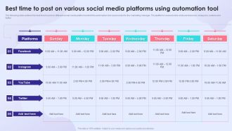 Best Time To Post On Various Social Media Platforms Using Automation Tool Brochure PDF