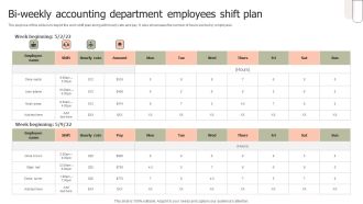 Bi Weekly Accounting Department Employees Shift Plan Ppt PowerPoint Presentation File Deck PDF