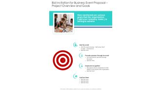 Bid Invitation For Business Event Proposal Project Overview And Goals One Pager Sample Example Document