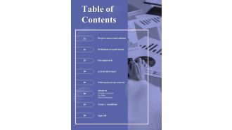 Big Analytics Project Proposal Table Of Contents One Pager Sample Example Document