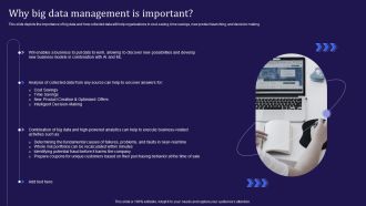 Big Data Analytics Lifecycle Why Big Data Management Is Important Ppt Outline Maker PDF