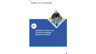 Biology Research Project Proposal Table Of Contents One Pager Sample Example Document