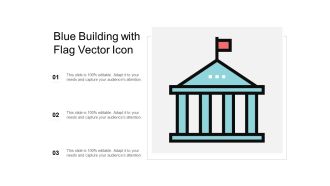 Blue Building With Flag Vector Icon Ppt PowerPoint Presentation Pictures Gallery