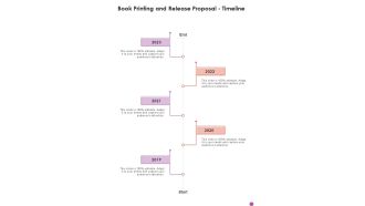 Book Printing And Release Proposal Timeline One Pager Sample Example Document