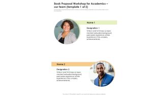 Book Proposal Workshop For Academics Our Team One Pager Sample Example Document