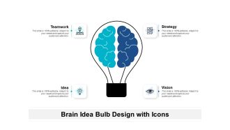 Brain Idea Bulb Design With Icons Ppt PowerPoint Presentation Icon Slides PDF