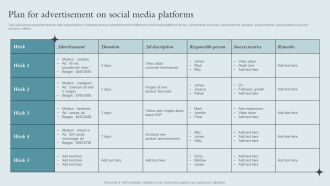 Brand Awareness Strategy Plan For Advertisement On Social Media Platforms Graphics PDF