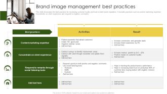 Brand Image Management Best Practices Summary PDF