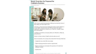 Brand Overview For Proposal For Cafeteria Business One Pager Sample Example Document