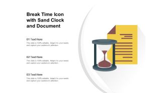 Break Time Icon With Sand Clock And Document Ppt PowerPoint Presentation Icon Portfolio PDF