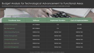 Budget Analysis For Technological Advancement To Functional Areas Sample PDF