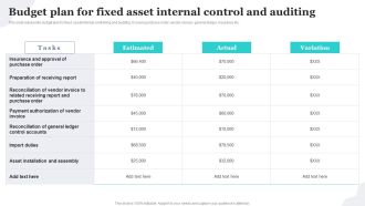 Budget Plan For Fixed Asset Internal Control And Auditing Implementing Fixed Asset Tracking Solution Pictures PDF
