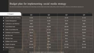 Budget Plan For Implementing Social Media Strategy Demonstration PDF