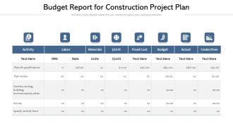 Budget Report For Construction Project Plan Ppt PowerPoint Presentation Model Outline PDF