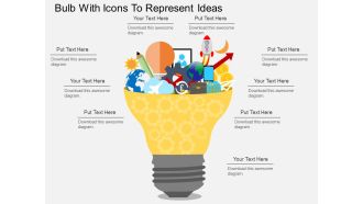 Bulb With Icons To Represent Ideas Powerpoint Templates