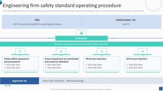 Bundle Of SOP Templates Engineering Firm Safety Standard Operating Procedure Brochure PDF