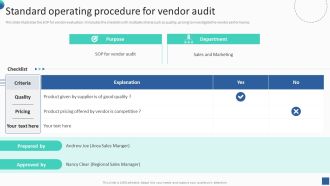 Bundle Of SOP Templates Standard Operating Procedure For Vendor Audit Rules PDF
