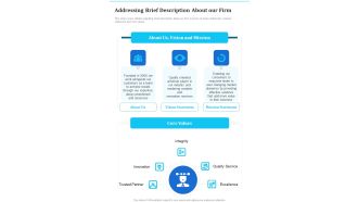 Business Acquisition Proposal Addressing Brief Description One Pager Sample Example Document