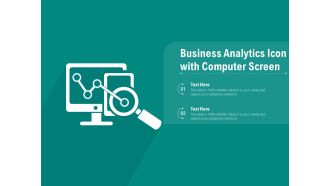 Business Analytics Icon With Computer Screen Ppt PowerPoint Presentation Gallery Pictures PDF