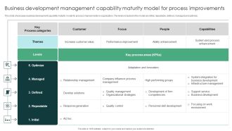 Business Development Management Capability Maturity Model For Process Improvements Demonstration PDF