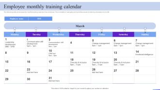 Business Development Program Employee Monthly Training Calendar Designs PDF